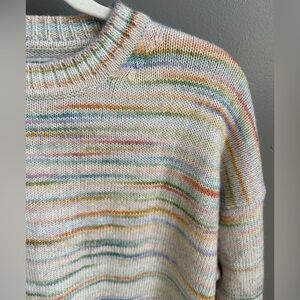 J CREW womens L space Dyed Boxy Crew Neck SWEATER doubled Hem